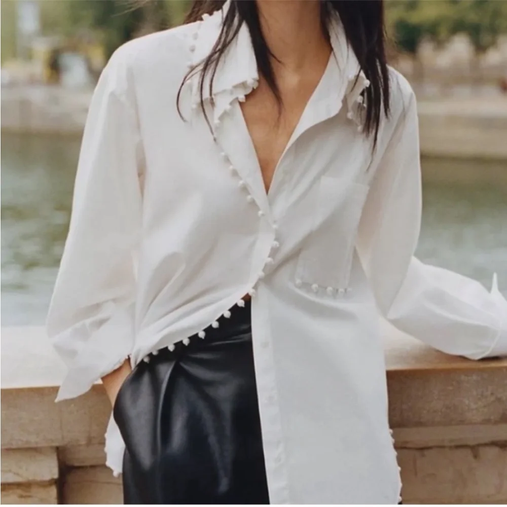Anthropologie MeMeMe Pearled Oversized Top